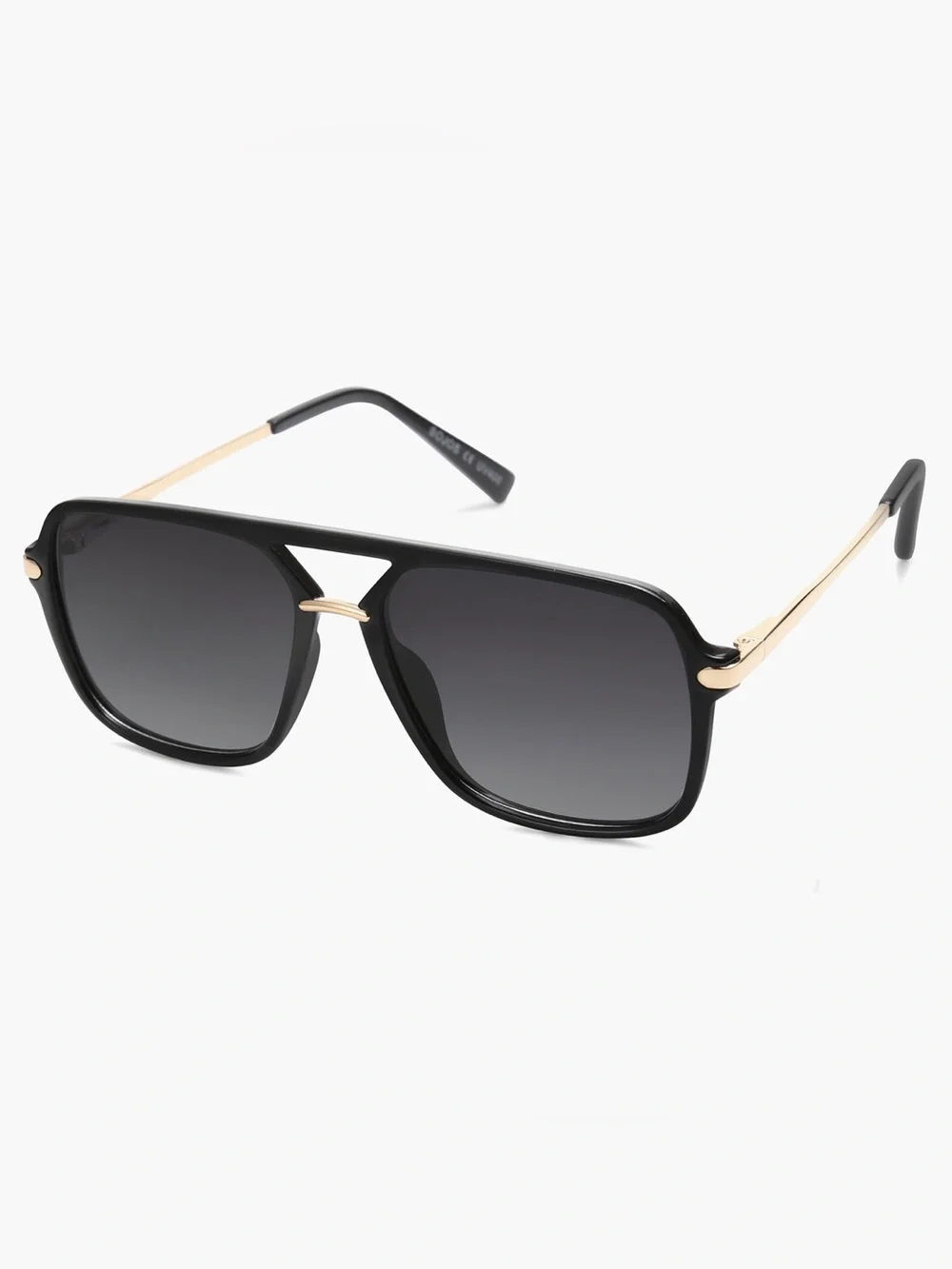Black Sojos Aviator-Style Sunglasses with Gold Accent